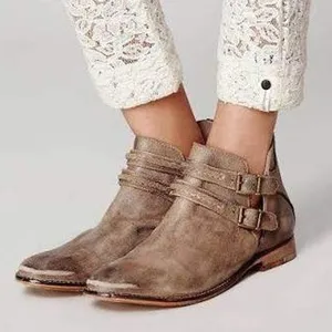 Free People 37 US 7 Braeburn Ankle Boots Booties Distressed Tan Leather Boho thumbnail 1