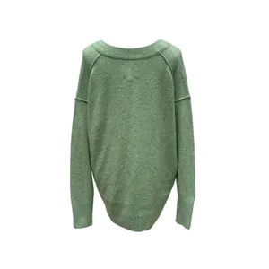 Aerie V-Neck Sweater‎ Small Sage Green NEW Oversized Marl Knit Pullover Cozycore thumbnail 3