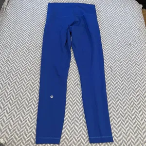 Lululemon Bright Blue Wunder Under High Rise Crop Women's Leggings Size 8 EUC thumbnail 7