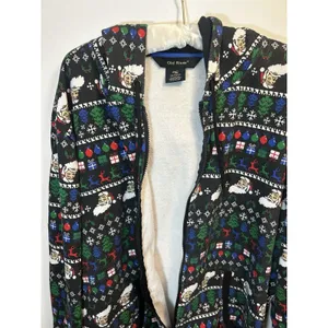 Old River Christmas Santa Fair Isle Sherpa Lined Zip Hoodie Jacket XXL Cozy Warm thumbnail 9