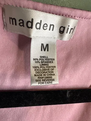 Madden Girl Pink Lace Crop Top Womens M Y2K Coquette Fairy Grunge Long Sleeve thumbnail 3