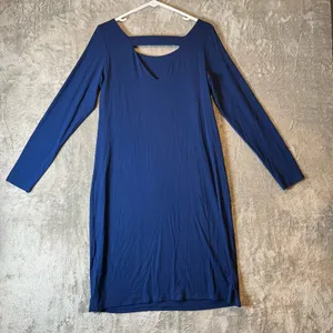 Eileen Fisher Shift Dress Keyhole Back 3/4 Sleeve Modest Women’s Small‎ thumbnail 5