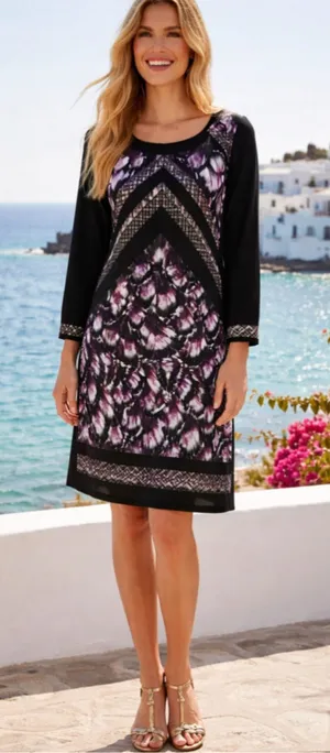 White House Black Market Dress, Size S, Black & Purple thumbnail 1