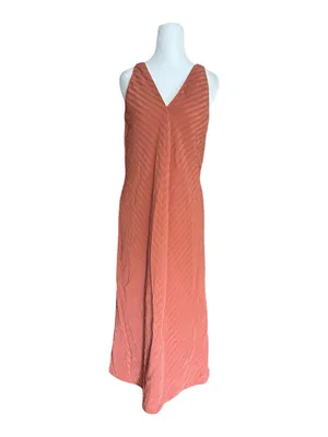 Everlane The City‎ Stripe Midi Dress Redwood Orange V-Neck Size 0 thumbnail 2
