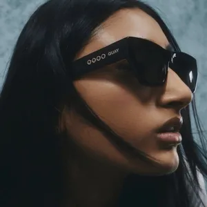 QUAY Australia No Apologies Angled Square Sunglasses NEW Black / Brown NIB thumbnail 3