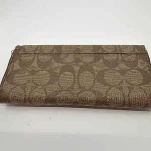 Coach Signature C Flap Brown Coated Canvas Wallet thumbnail 3
