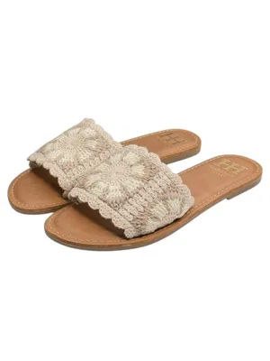 new Haute Hippie ✌︎︎ Rianne Crochet Mandala Flat Sandals Slides ✌︎︎ Cream ✌︎︎ 7M thumbnail 7