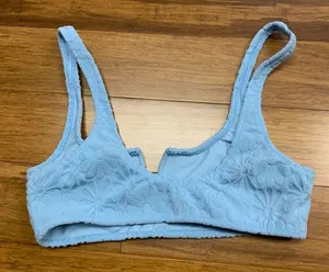 Pacsun Eco Swim Top women Small Blue Floral Soft Texture Bikini Summer Beachwear thumbnail 2