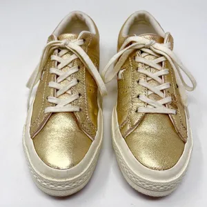 Converse One Star Metallic Gold Egret Leather Low 161589C Skate Sneaker 7 thumbnail 10