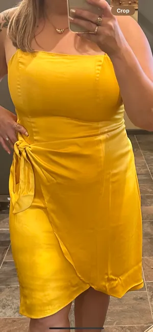 Yellow Satin Wrap Dress thumbnail 1