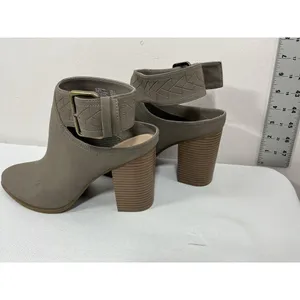 Womans Excellent American Eagle Slip On Sling Back Booties 11 Taupe Block Heel thumbnail 4