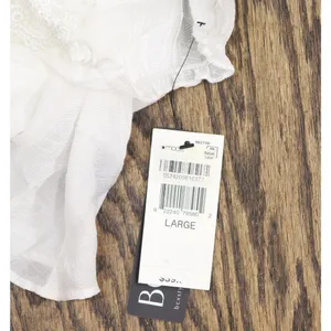 NWT BCX Juniors Lace-Trim Tie-Hem Peasant Top 1080F2K White L thumbnail 4