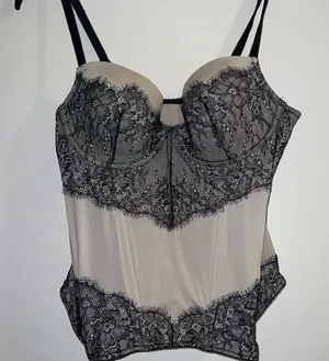 Sexy - 36B Victoria’s Secret Nude and Black Lace Corset Top thumbnail 1
