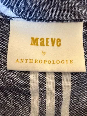 Anthropologie Maeve Allison Flounced‎ Button Down Blouse XS Linen Cotton Striped thumbnail 3