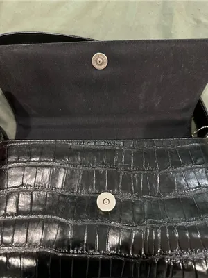 Reaction Kenneth Cole Black Croc-Embossed Shoulder Bag thumbnail 7