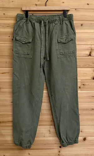 Aerie Medium Green High Rise Cotton Lyocell Jogger Relaxed Baggy Casual Fall thumbnail 1