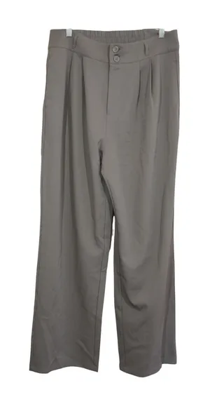 Halara Size Large Pants High Rise Waisted Wide Leg Pleated Trousers Taupe Gray thumbnail 1