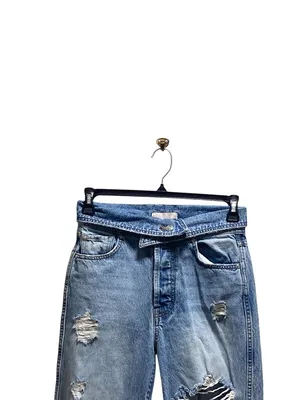 Revice Denim Fold Over Waist Baggy Denim Jeans Blue Size 28 Distressed Retro thumbnail 6