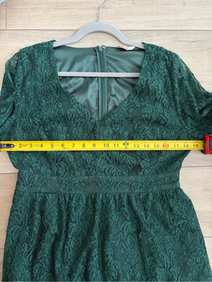 ModCloth Through the Bluebells Forest Green Lace 3/4 Bell Sleeve Mini Dress L thumbnail 7