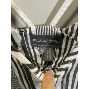 Michael Stars Reversible Midi Dress Womens XS Black White‎ Striped V-Neck Casual thumbnail 5