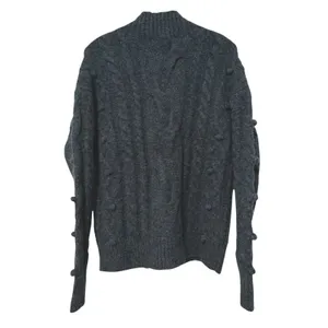 Lovestitch Sweater Charcoal Grey Cable Knit Pom Pom Mock‎ Neck Women Size Small thumbnail 2