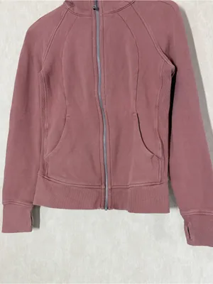Lululemon Women’s Scuba Full Zip Hoodie Light Cotton Fleece in Pink Mauve a8 thumbnail 3