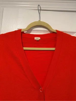J.Crew Size M 100% Merino Wool Cardigan Sweater Red Orange Button Front thumbnail 2