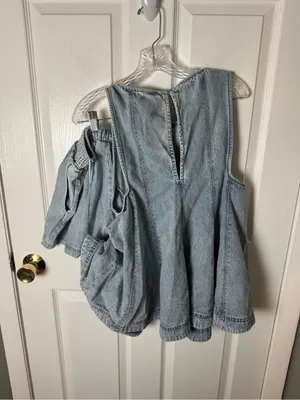 Free People Cassius Denim Set in Bleachout XS thumbnail 5
