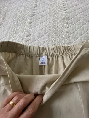 Time and Tru Linen Blend Beige Midi Skirt with Front Slit thumbnail 11