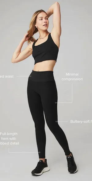 Alo HIGH-WAIST ALOSOFT LOUNGE LEGGING BLACK Size S NWT thumbnail 2