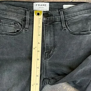 Frame Skinny Black Velvet Stripe Jeans 26 thumbnail 3