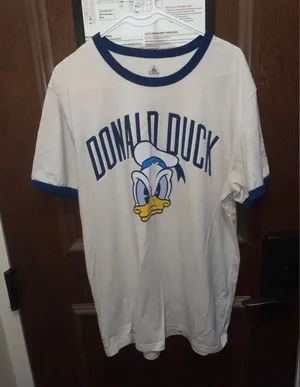Disney Donald Duck Ringer Tee in White and Navy - Sz XL thumbnail 1