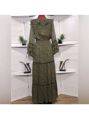 Misa LosAngeles Dress chiffon Green Dot Ruffle whimsigoth fairy festival boho XS thumbnail 4