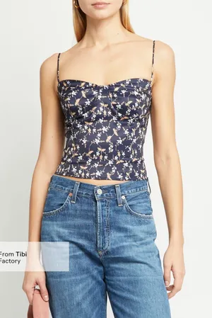 NWT few moda Cordelia Top size small S navy floral O.p.t Tibi tie shoulder tank thumbnail 1