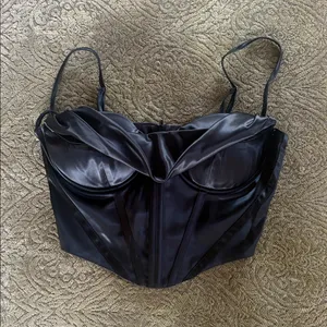 Black Satin Corset Top Size M thumbnail 1