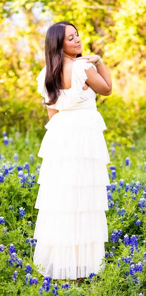 tiered ruffle maxi dress White thumbnail 1