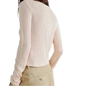 Free People Game On Button Front Cardigan in White Swan thumbnail 5