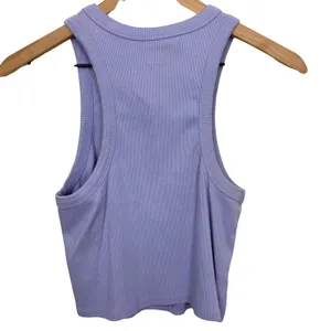 Anthropologie Maeve Purple Ribbed Racerback Tank Top Size Medium Cotton thumbnail 3