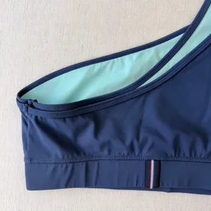Fourlaps Sports Bra Womens Medium Navy Blue One Shoulder Double Strap Activewear thumbnail 8