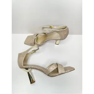 Franco Sarto Gold Sandals Glitter Square Toe Sculpted Heel Size 8‎ thumbnail 8
