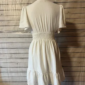 Altar'd State White Smocked-Waist V-Neck Mini Dress thumbnail 8