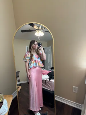 Pink Silk Maxi Skirt Size M thumbnail 2