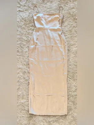 NWOT HOUSE OF CB Costanza vintage cream satin Maxi Dress sz S thumbnail 5
