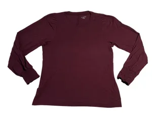 LOFT Crewneck Smocked Cuff Jersey Knit Top Size M Holiday Minimalist Office thumbnail 1