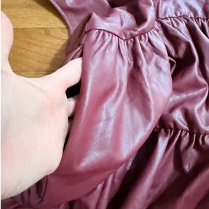 Fate Burgundy Faux Leather Tiered Dress Ruffle Neck Sleeveless S Burgundy thumbnail 4