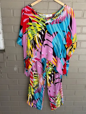 Natori Bora Bora Caftan PJs 2 PC Set Size Small Crinkle Fabric thumbnail 12