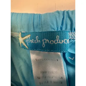 Fresh Produce Turquoise Blue Cotton Crop Capri Pants Drawstring Large thumbnail 3