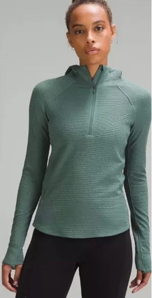 Lululemon‎ Venscape Hooded Balaclava Long Sleeve Quarter Zip Medium Forest 4 thumbnail 1