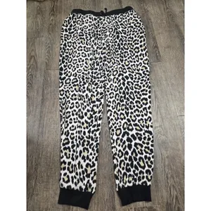 Kate Spade Classic Leopard Animal Print Shirt Joggers Pajamas Lounge Set Large thumbnail 2