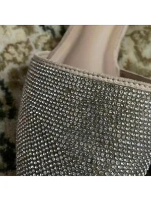 Rampage rhinestone studded pointed toe open side flats wedding glam thumbnail 2